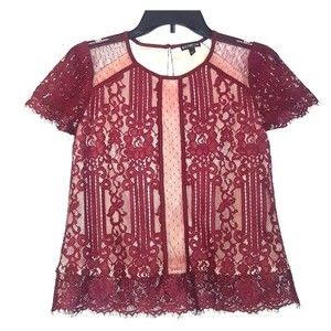 Express Maroon Lace Blouse